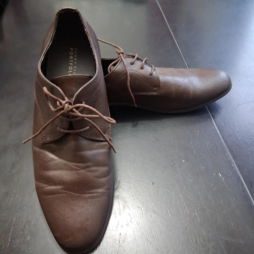 Perry Ellis Dark Brown Ryan Wingtip Dress Shoe Size 10.5